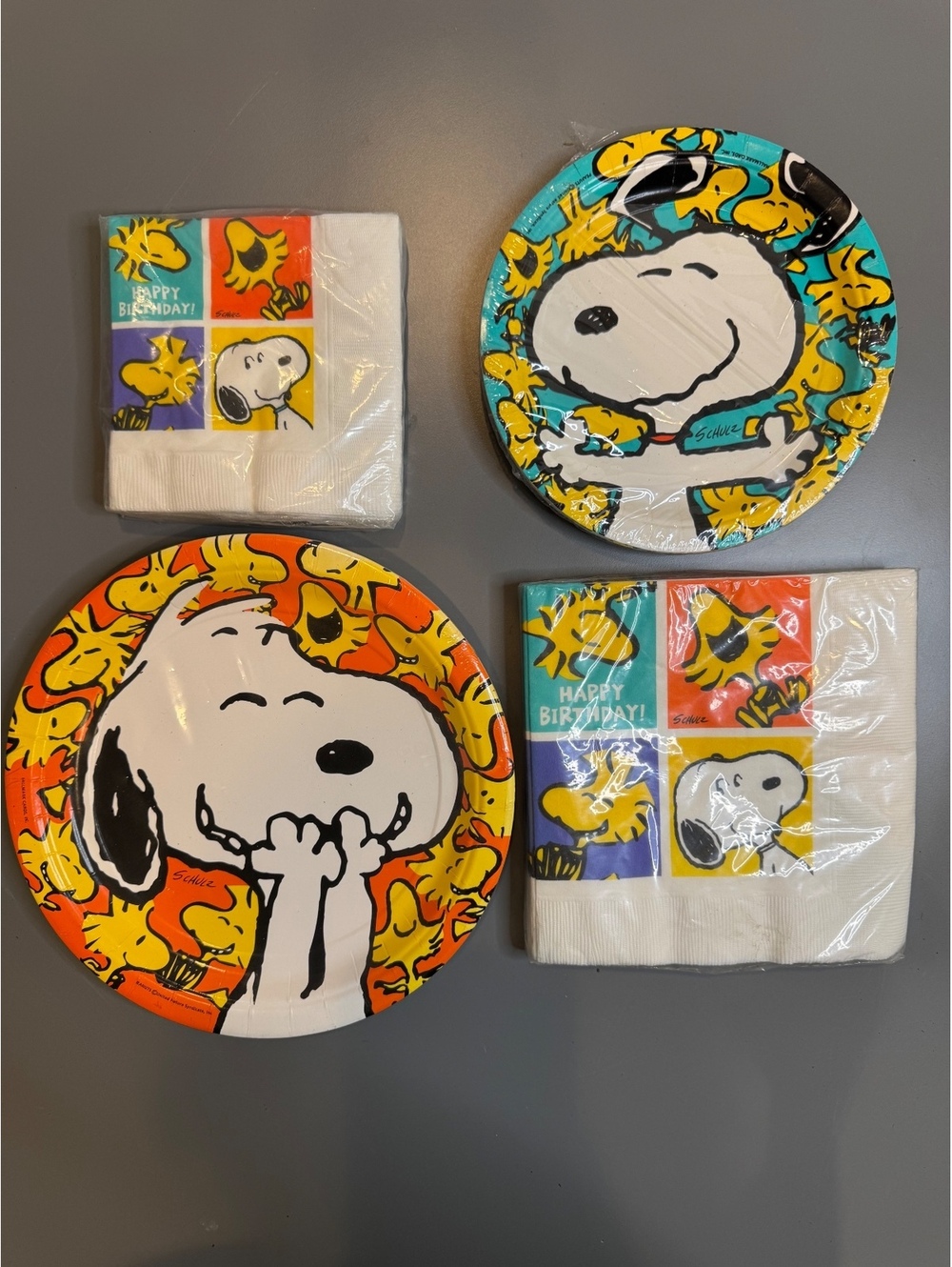 Vintage Hallmark Peanuts Snoopy Birthday Party Lot Plates Napkins Charles Schulz
